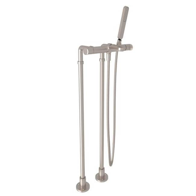 ROHL LVKIT2111NL-STN Meda Floor Mount Tub Filler In Satin Nickel