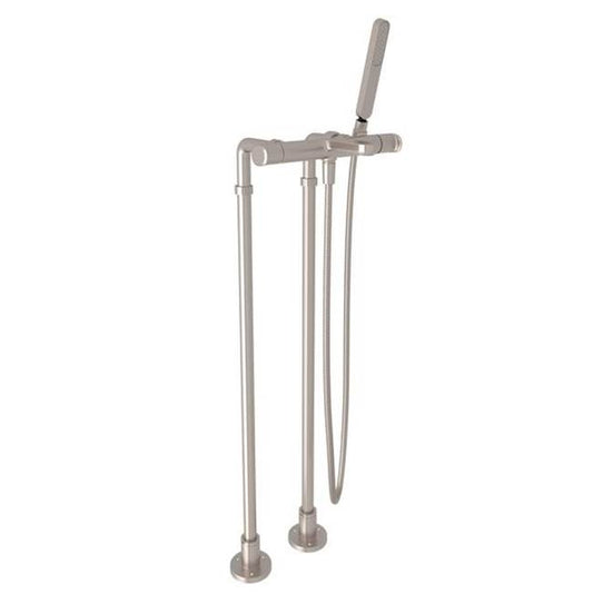 ROHL LVKIT2111NL-STN Meda Floor Mount Tub Filler In Satin Nickel