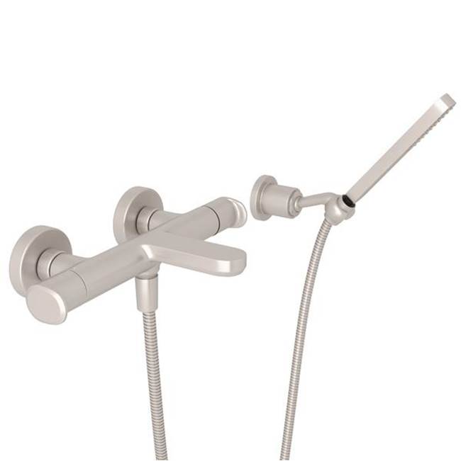 ROHL LVKIT2113L-STN Meda Exposed Wall Mount Tub Filler In Satin Nickel