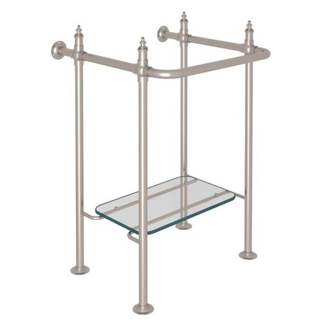 ROHL RW2231STN Wash Stand With Glass Shelf In Satin Nickel