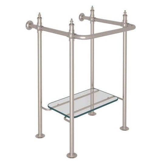 ROHL RW2231STN Wash Stand With Glass Shelf In Satin Nickel