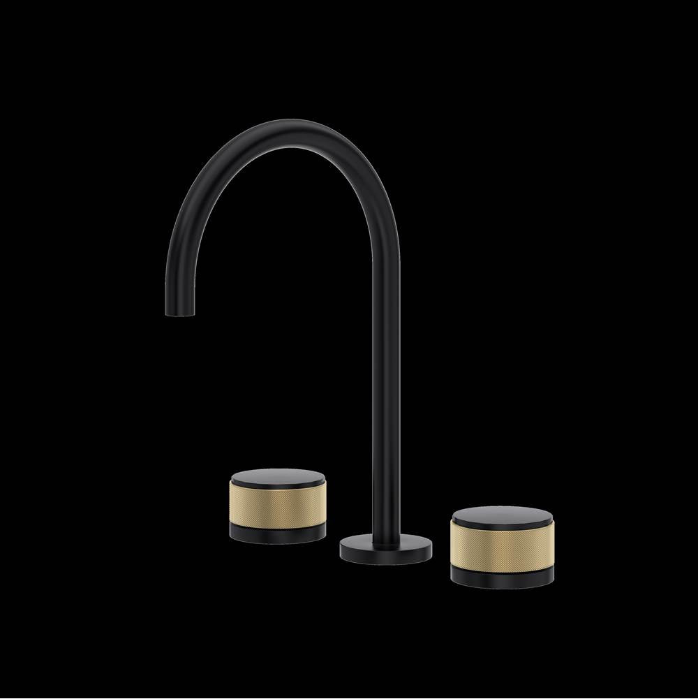 ROHL AM08D3IWMBA Amahle Widespread Lavatory Faucet With C-Spout In Matte Black/Antique Gold