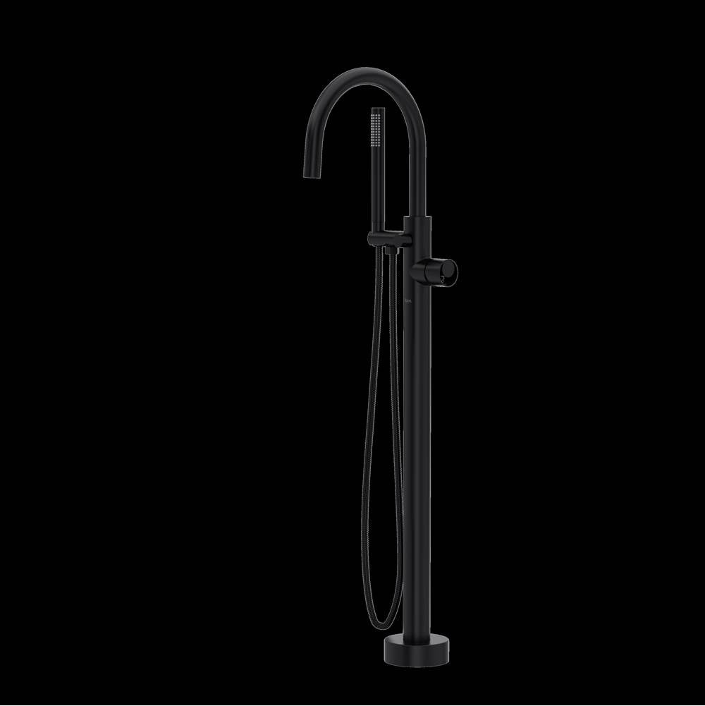 ROHL TEC06HF1IWMB Eclissi Single Hole Floor Mount Tub Filler Trim With C-Spout In Matte Black
