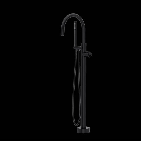 ROHL TEC06HF1IWMB Eclissi Single Hole Floor Mount Tub Filler Trim With C-Spout In Matte Black