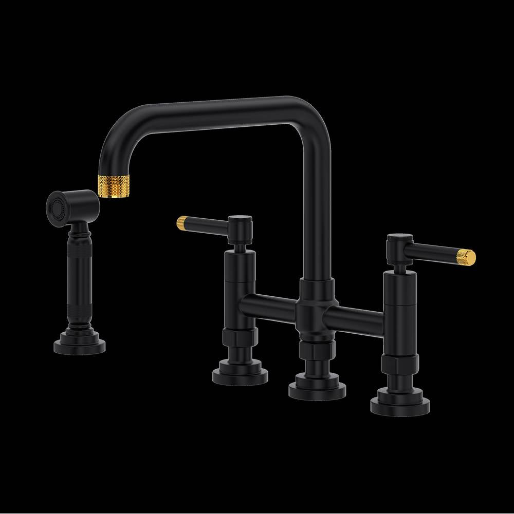 ROHL A3358ILWSMBU-2 Campo Bridge Kitchen Faucet With Side Spray In MBU