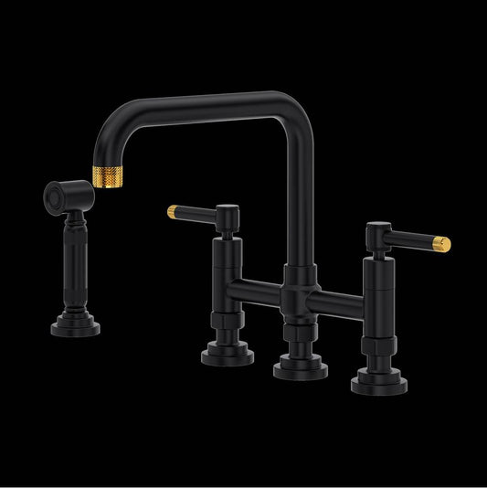 ROHL A3358ILWSMBU-2 Campo Bridge Kitchen Faucet With Side Spray In MBU