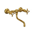 ROHL A1405/44XMULB-2 Acqui Wall Mount Bridge Lavatory Faucet In Unlacquered Brass