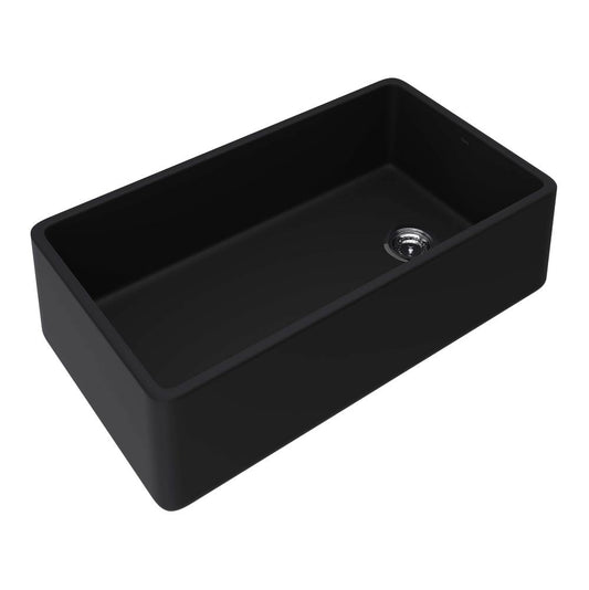 ROHL AL3620AF163 Allia 36" Fireclay Single Bowl Farmhouse Apron Front Kitchen Sink In Satin Black