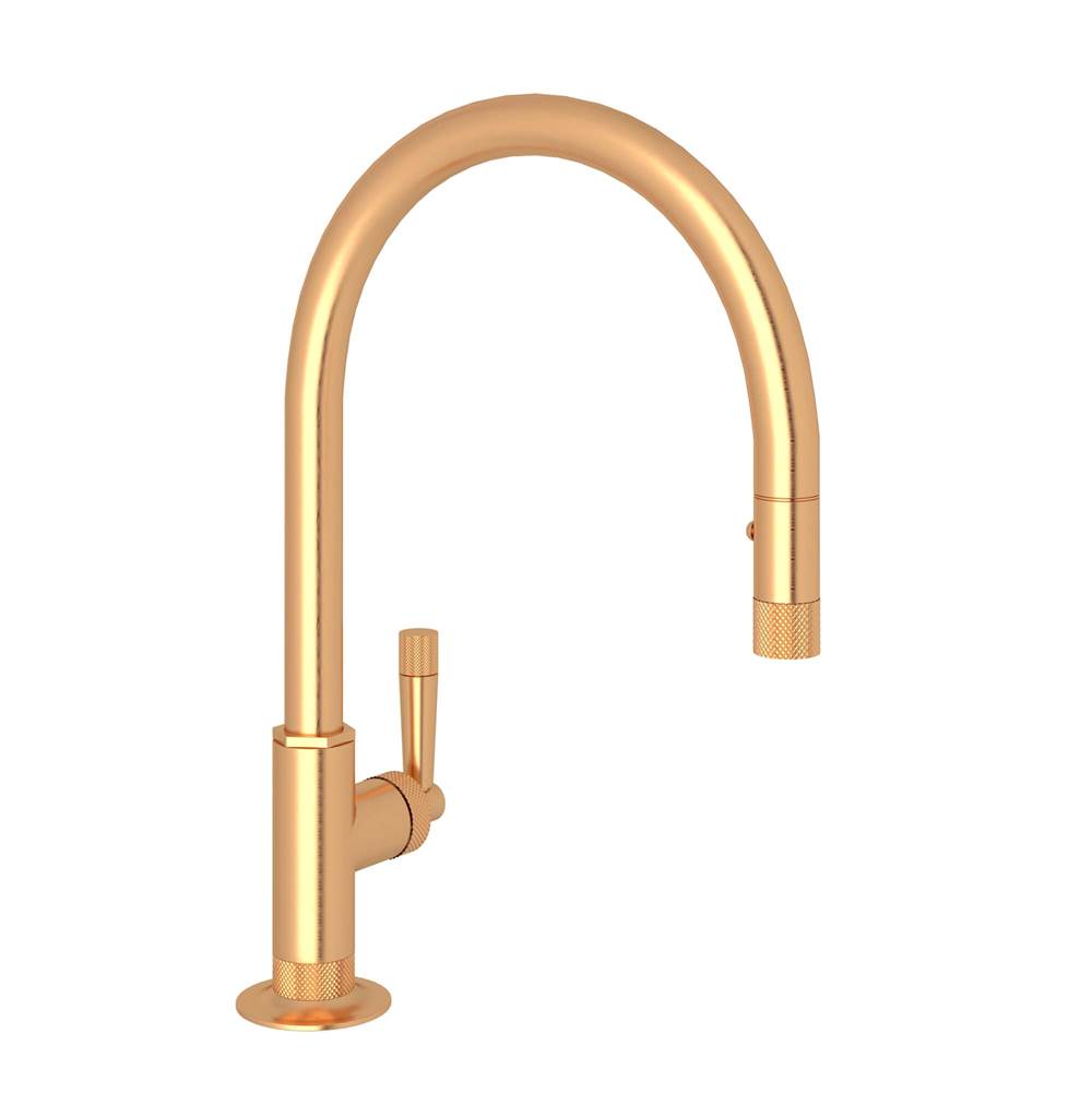ROHL MB7930LMSG-2 Graceline Pull-Down Kitchen Faucet With C-Spout In Satin Gold