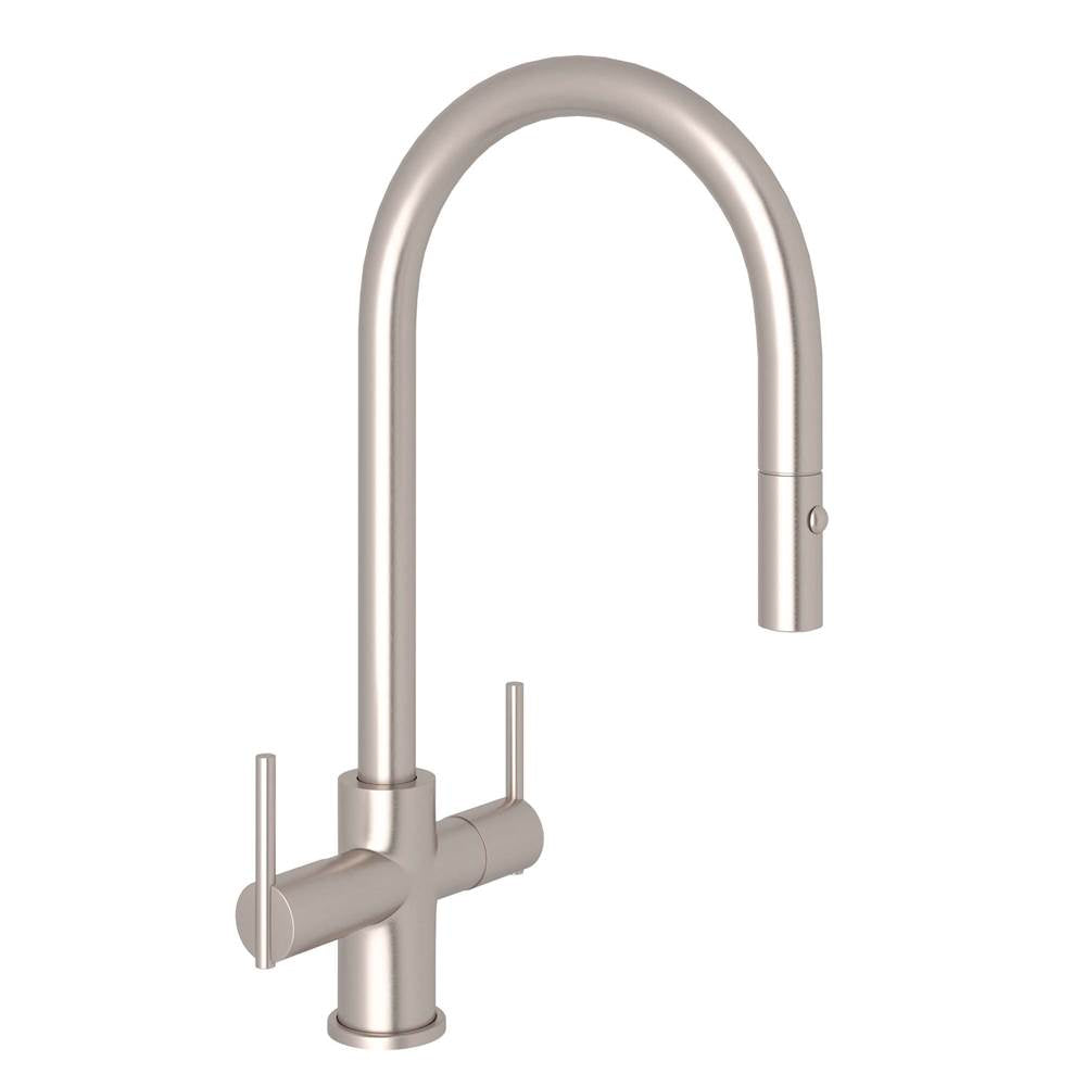 ROHL CY657L-STN-2 Pirellone Two Handle Pull-Down Kitchen Faucet In Satin Nickel
