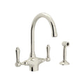 ROHL A1676LMWSPN-2 San Julio Two Handle Kitchen Faucet With Side Spray In Polished Nickel