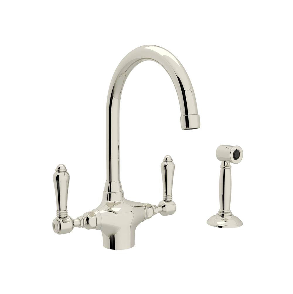 ROHL A1676LMWSPN-2 San Julio Two Handle Kitchen Faucet With Side Spray In Polished Nickel