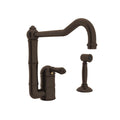ROHL A3608/11LMWSTCB-2 Acqui Extended Spout Kitchen Faucet With Side Spray In Tuscan Brass