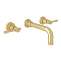 ROHL A3307ILSUBTO-2 Campo Wall Mount Lavatory Faucet In Satin Unlacquered Brass