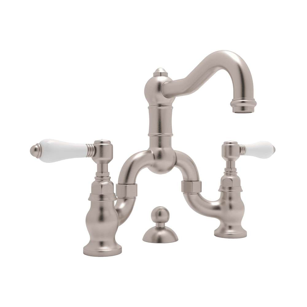 ROHL A1419LPSTN-2 Acqui Bridge Lavatory Faucet In Satin Nickel