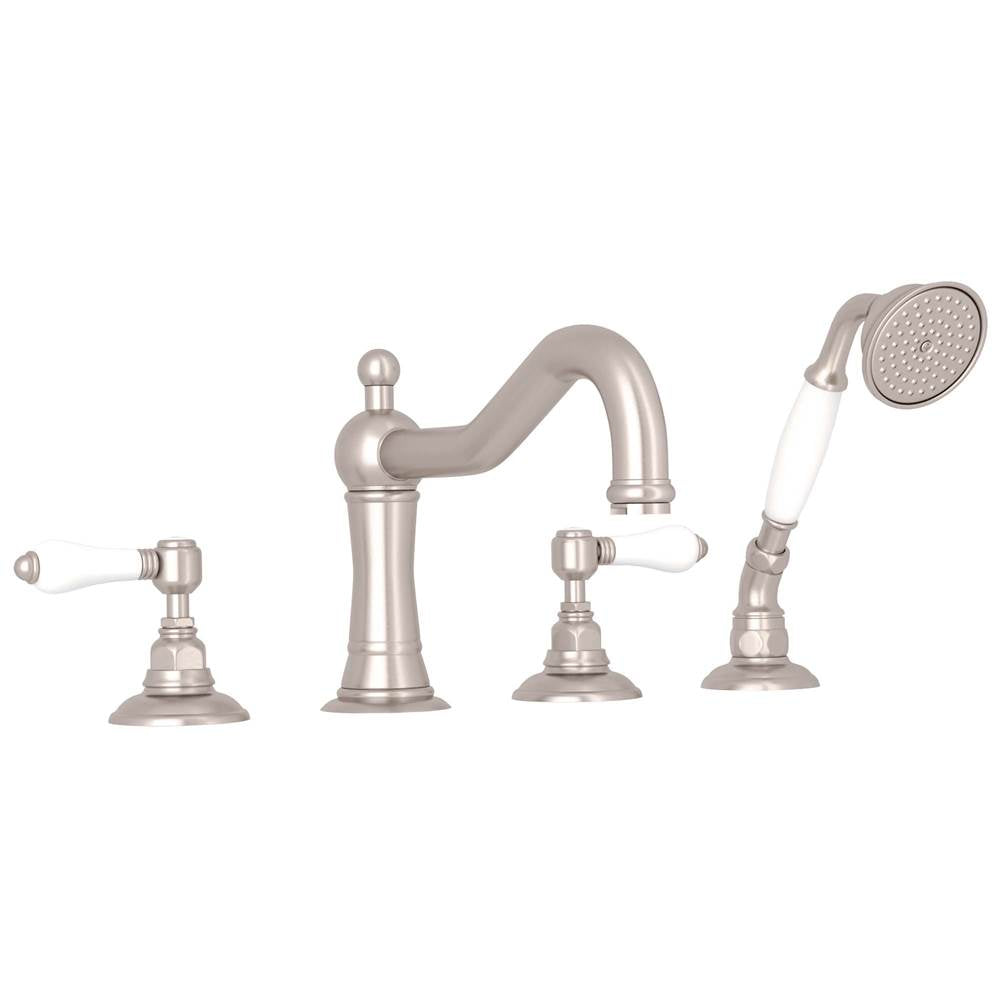 ROHL A1404LPSTN Acqui 4-Hole Deck Mount Tub Filler In Satin Nickel