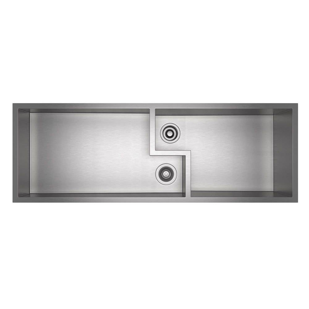 ROHL RUW4916SB Culinario 50" Double Bowl Stainless Steel Chef/Work Station Sink In Brushed Stainless Steel