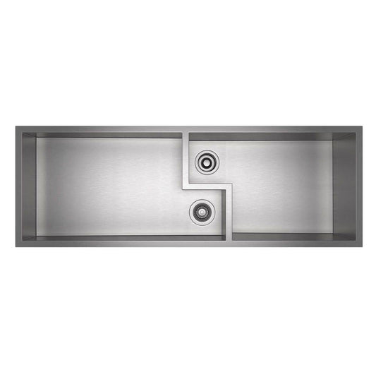 ROHL RUW4916SB Culinario 50" Double Bowl Stainless Steel Chef/Work Station Sink In Brushed Stainless Steel
