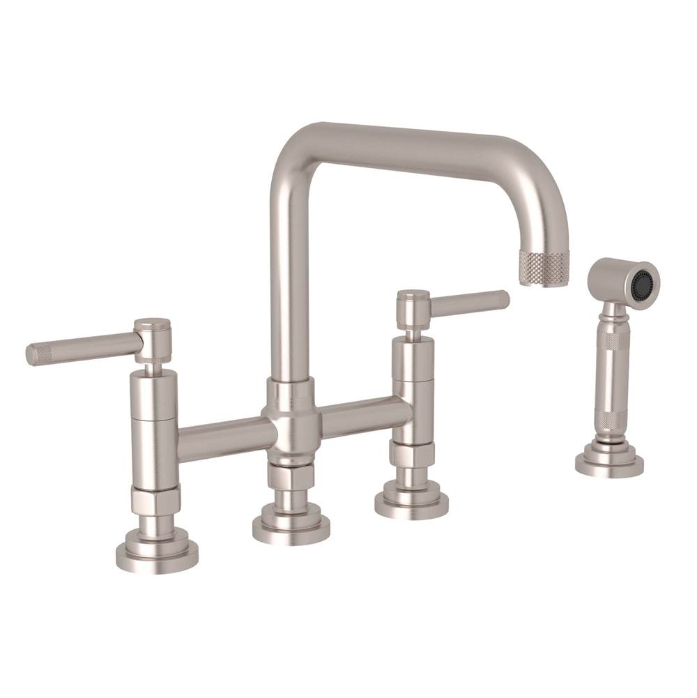 ROHL A3358ILWSSTN-2 Campo Bridge Kitchen Faucet With Side Spray In Satin Nickel