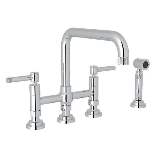 ROHL A3358ILWSAPC-2 Campo Bridge Kitchen Faucet With Side Spray In Polished Chrome