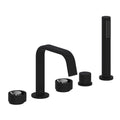 ROHL EC05D5IWMBC Eclissi 5-Hole Deck Mount Tub Filler With U-Spout In Matte Black/Polished Chrome