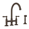 ROHL A1461LMWSTCB-2 San Julio Bridge Kitchen Faucet With Side Spray In Tuscan Brass