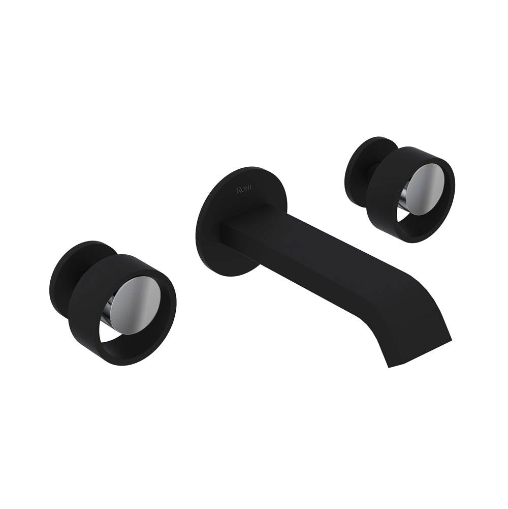 ROHL EC09W3IWMBC Eclissi Wall Mount Lavatory Faucet With U-Spout In Matte Black/Polished Chrome