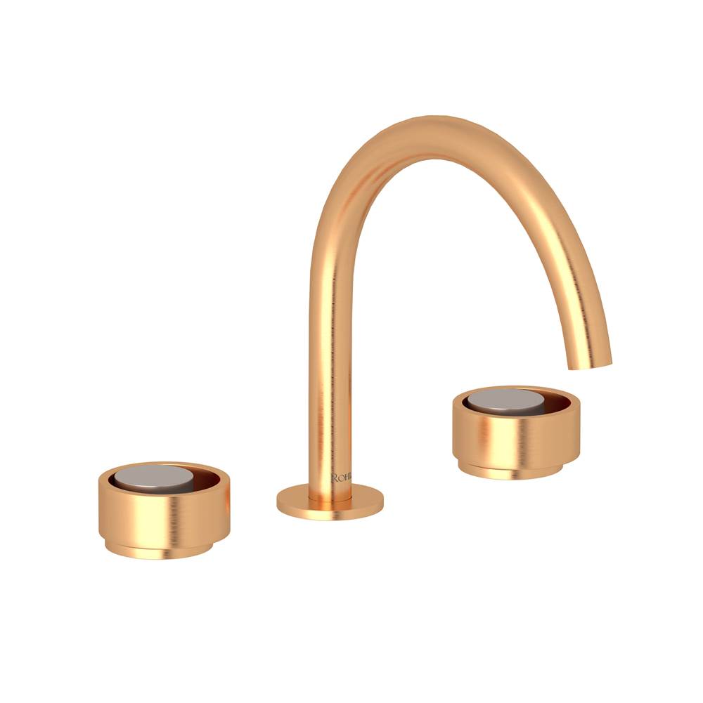 ROHL EC08D3IWSGN Eclissi Widespread Lavatory Faucet With C-Spout In Satin Gold/Satin Nickel