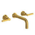 ROHL A2207LMULBTO-2 Lombardia Wall Mount Lavatory Faucet In Unlacquered Brass