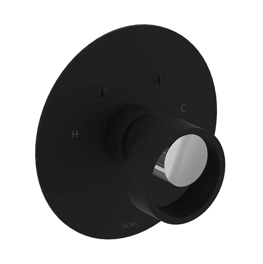 ROHL EC13W1IWMBC Eclissi 3/4" Thermostatic Trim Without Volume Control In Matte Black/Polished Chrome