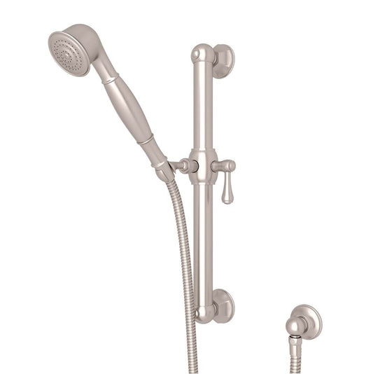 ROHL 1282STN Handshower Set With 24" Grab Bar and Single Function Handshower In Satin Nickel