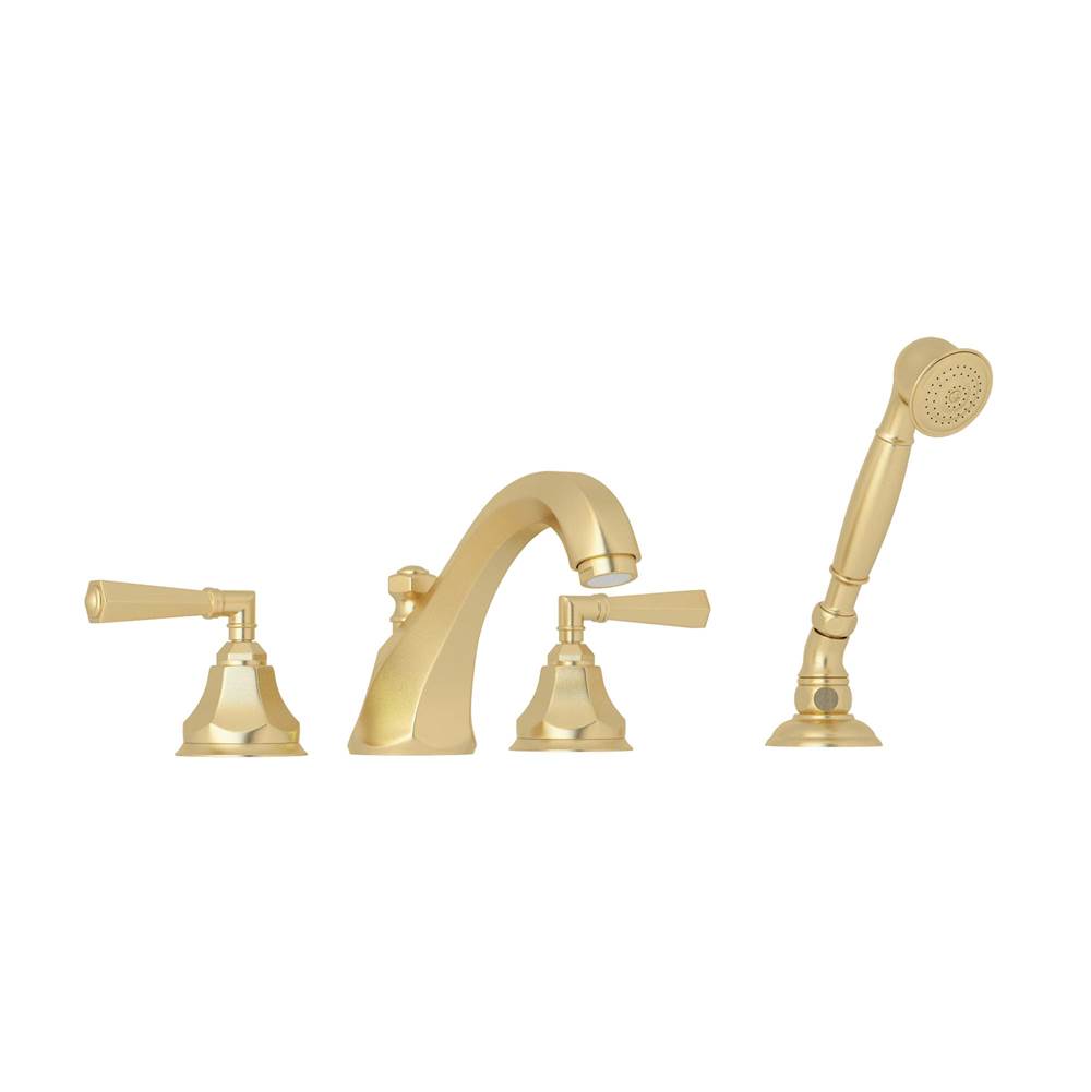 ROHL A1904LMSUB Palladian 4-Hole Deck Mount Tub Filler In Satin Unlacquered Brass