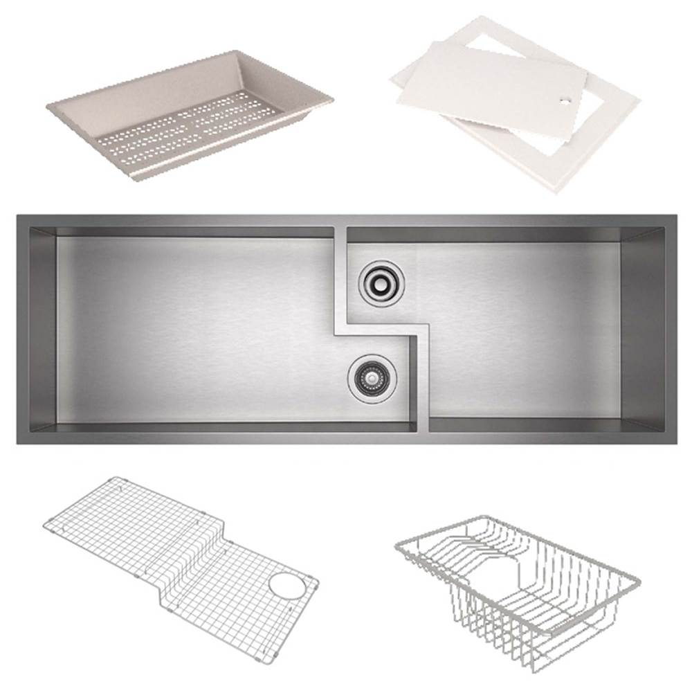 ROHL RUWKIT49162SB Culinario 50" Stainless Steel Chef/Workstation Sink With Accessories In Brushed Stainless Steel