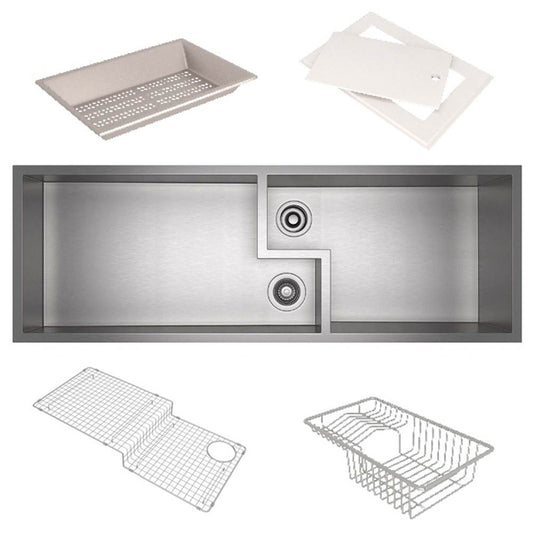 ROHL RUWKIT49162SB Culinario 50" Stainless Steel Chef/Workstation Sink With Accessories In Brushed Stainless Steel