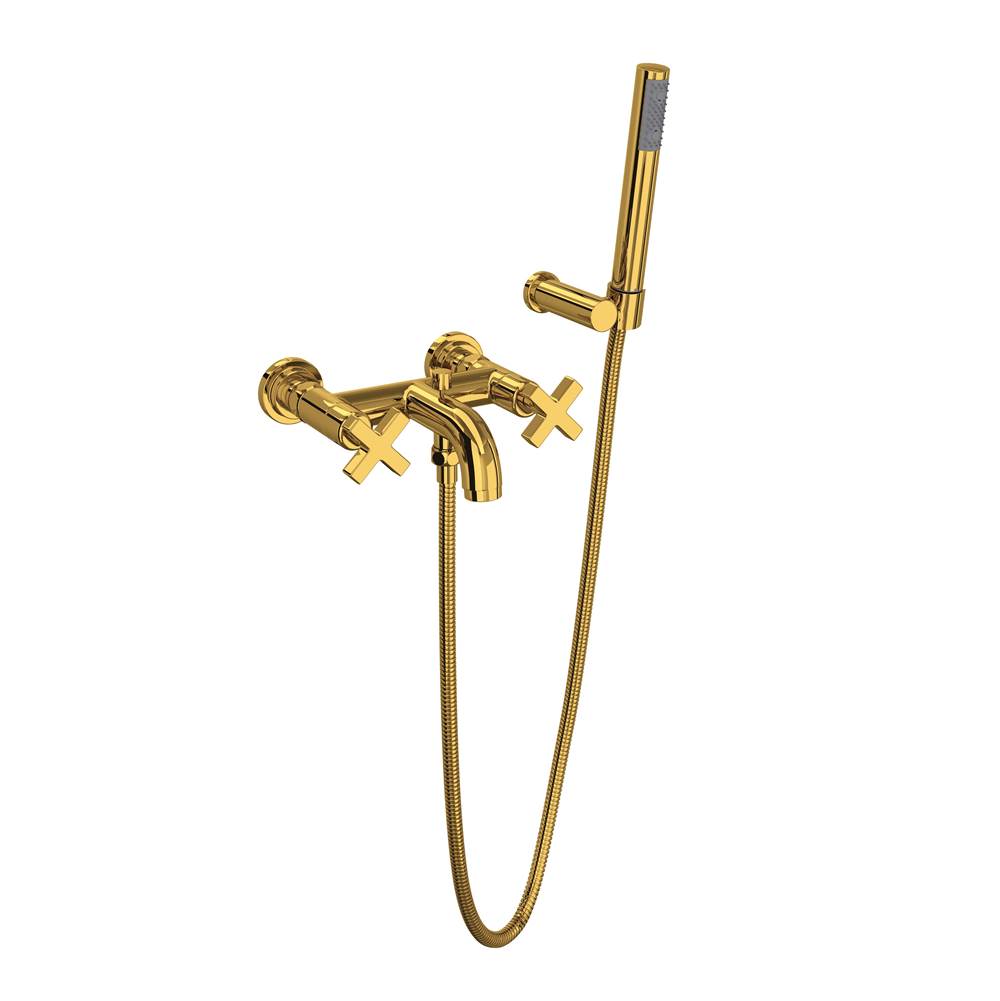 ROHL A2202XMULB Lombardia Exposed Wall Mount Tub Filler In Unlacquered Brass
