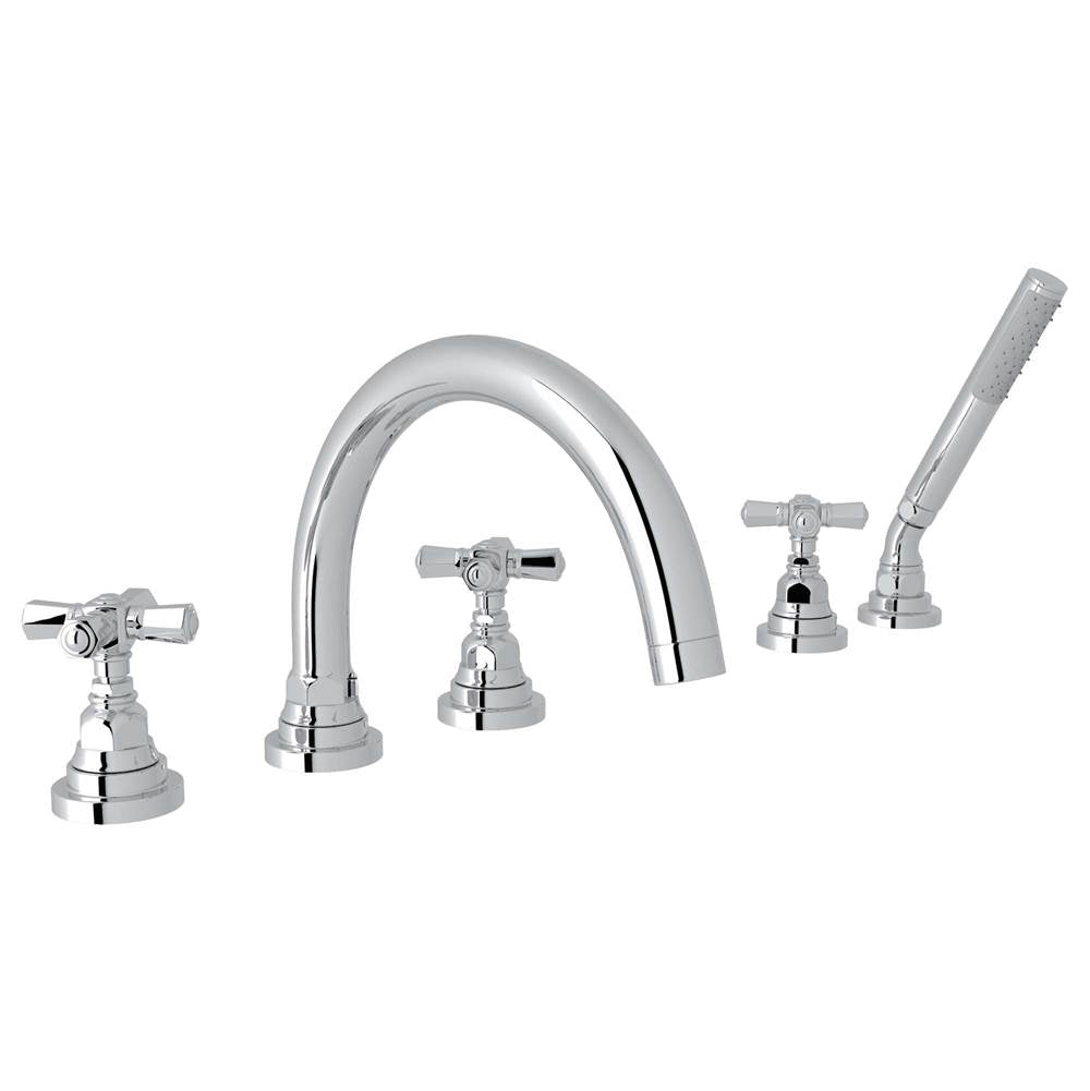 ROHL A2314XMAPC San Giovanni 5-Hole Deck Mount Tub Filler In Polished Chrome