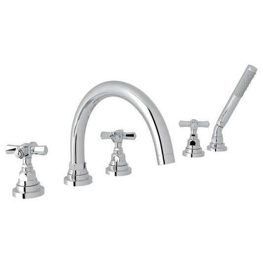ROHL A2314XMAPC San Giovanni 5-Hole Deck Mount Tub Filler In Polished Chrome