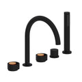ROHL EC06D5IWMBG Eclissi 5-Hole Deck Mount Tub Filler With C-Spout In Matte Black/Satin Gold