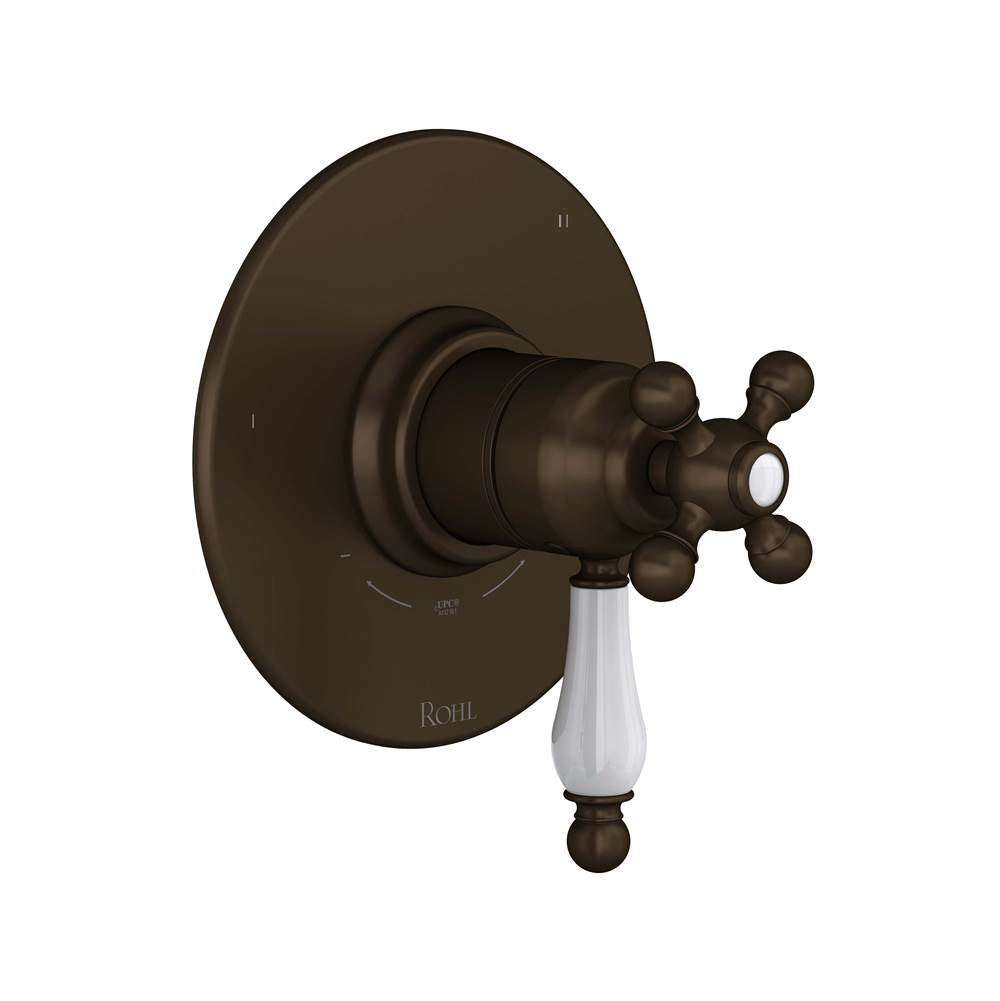ROHL TAC47W1OPTCB Arcana 1/2" Therm & Pressure Balance Trim with 3 Functions (No Share) In Tuscan Brass