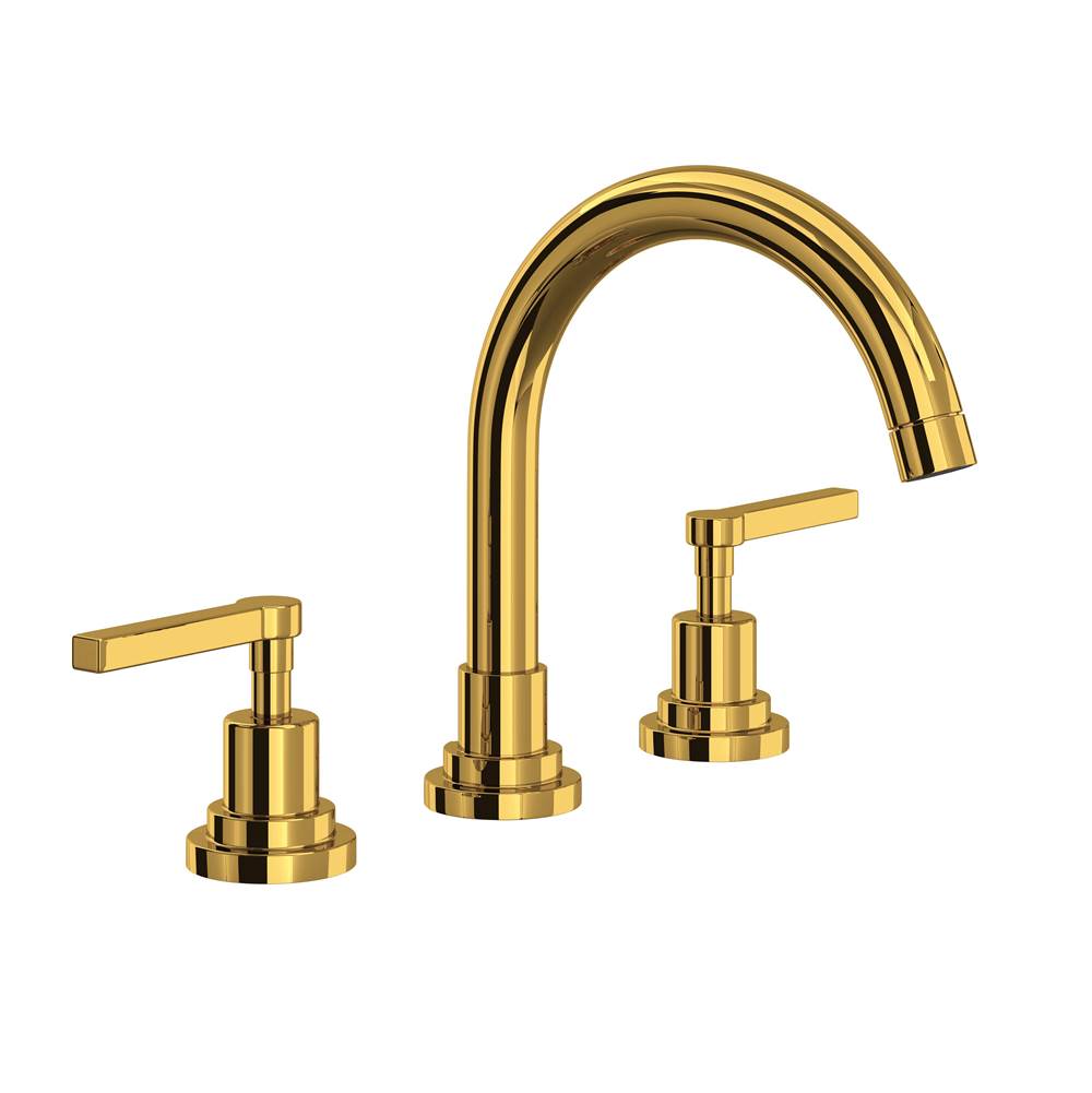 ROHL A2228LMULB-2 Lombardia Widespread Lavatory Faucet With C-Spout In Unlacquered Brass