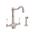ROHL A1679LPWSSTN-2 Acqui Two Handle Kitchen Faucet With Side Spray In Satin Nickel