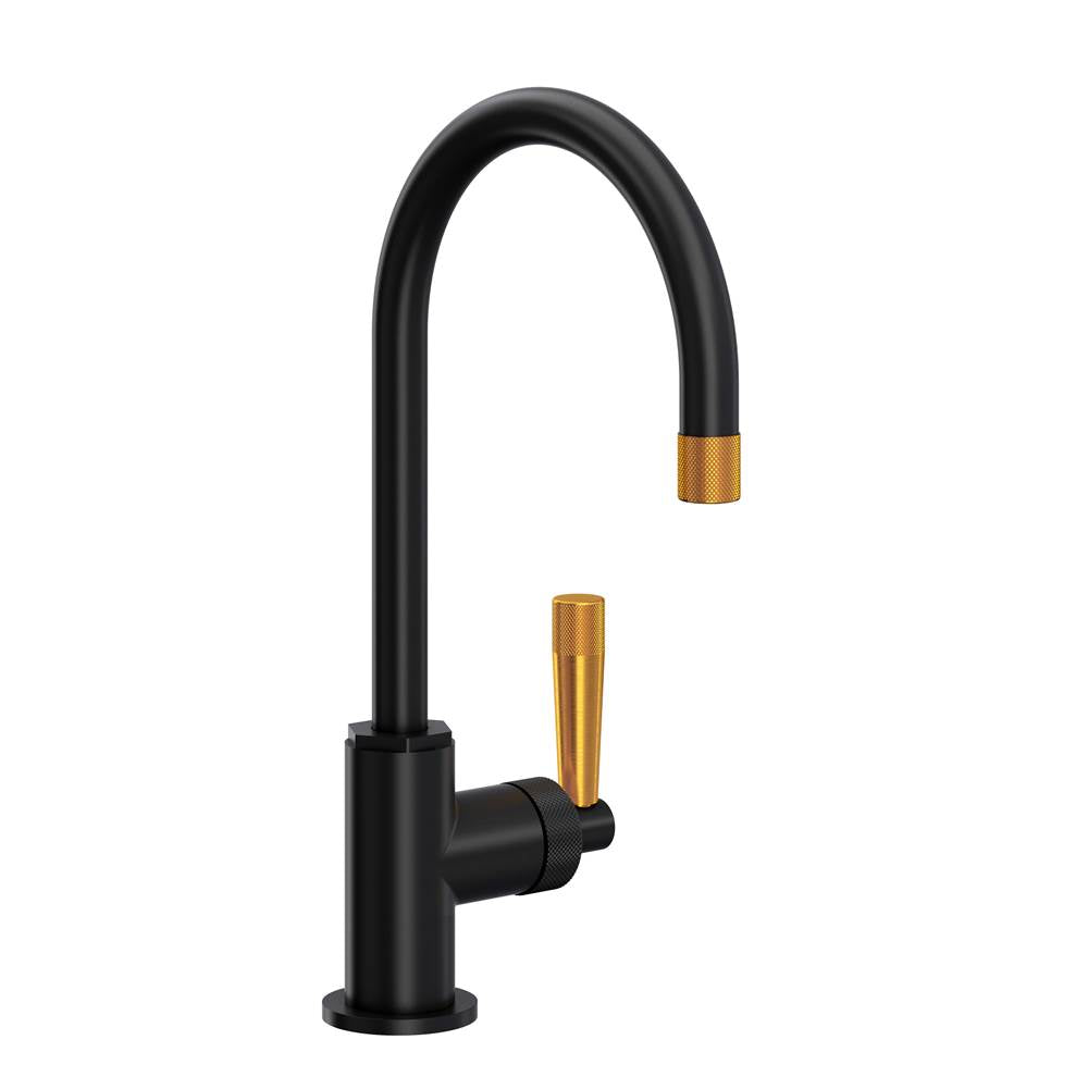 ROHL MB7960LMMBG Graceline Bar/Food Prep Kitchen Faucet With C-Spout In Matte Black/Satin Gold