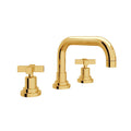 ROHL A2218XMULB-2 Lombardia Widespread Lavatory Faucet With U-Spout In Unlacquered Brass