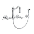 ROHL A1456LPWSAPC-2 Acqui Wall Mount Bridge Kitchen Faucet With Sidespray And Column Spout In Polished Chrome
