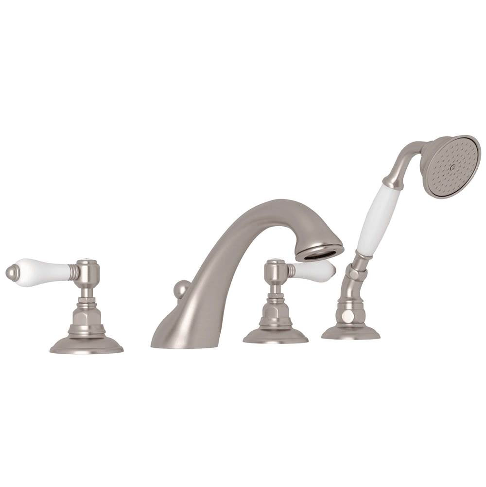 ROHL A1464LPSTN Viaggio 4-Hole Deck Mount Tub Filler In Satin Nickel