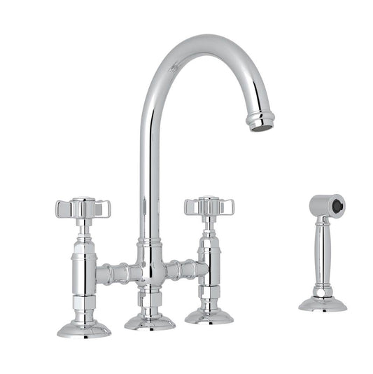 ROHL A1461XWSAPC-2 San Julio Bridge Kitchen Faucet With Side Spray In Polished Chrome