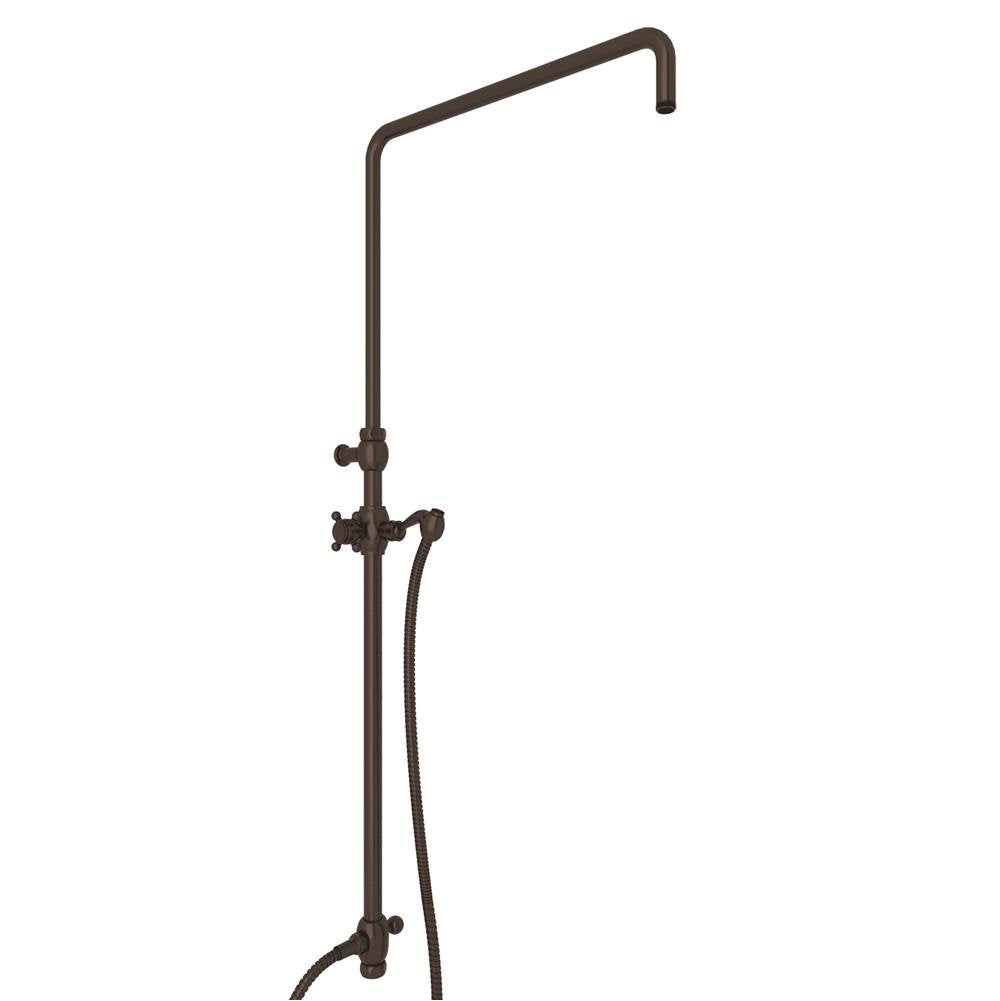 ROHL 1560TCB Riser With Diverter, Hose And Sliding Handshower Holder In Tuscan Brass