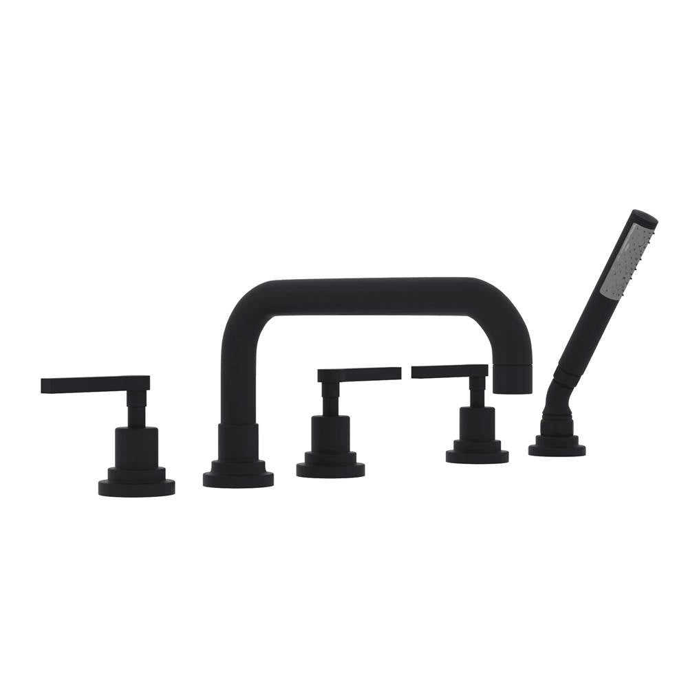 ROHL A2224LMMB Lombardia 5-Hole Deck Mount Tub Filler With U-Spout In Matte Black
