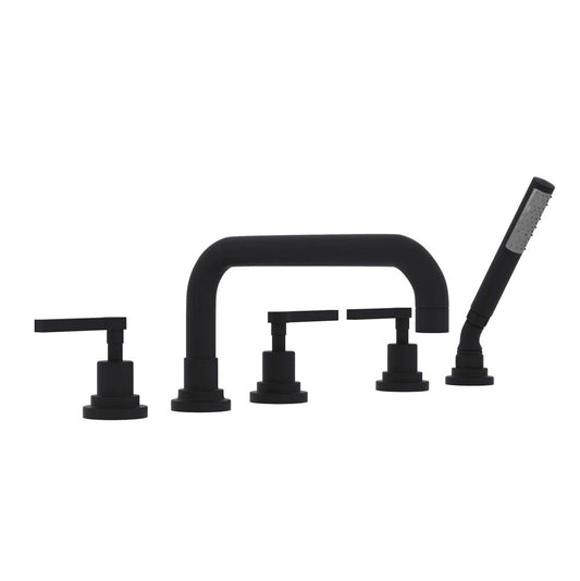 ROHL A2224LMMB Lombardia 5-Hole Deck Mount Tub Filler With U-Spout In Matte Black