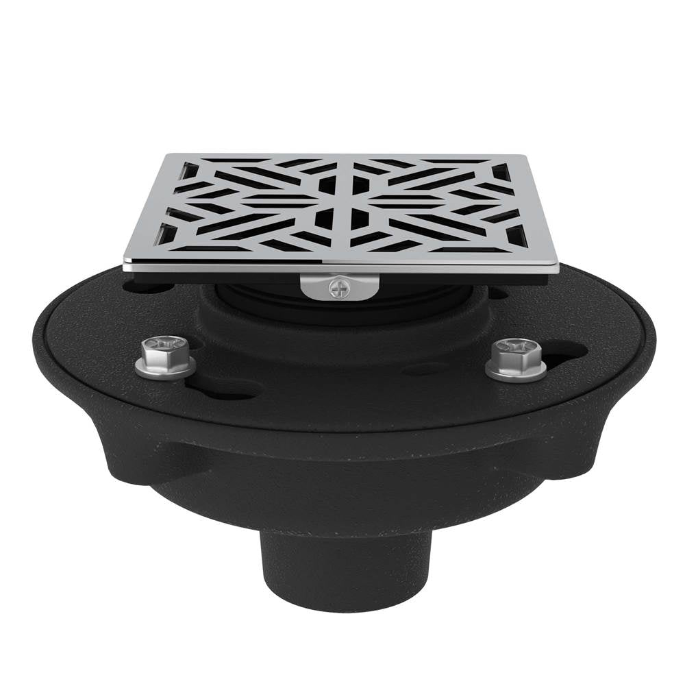 ROHL SDCI2-3144APC Cast Iron 2" No Hub Drain Kit With 3144 Mosaic Decorative Cover In Polished Chrome